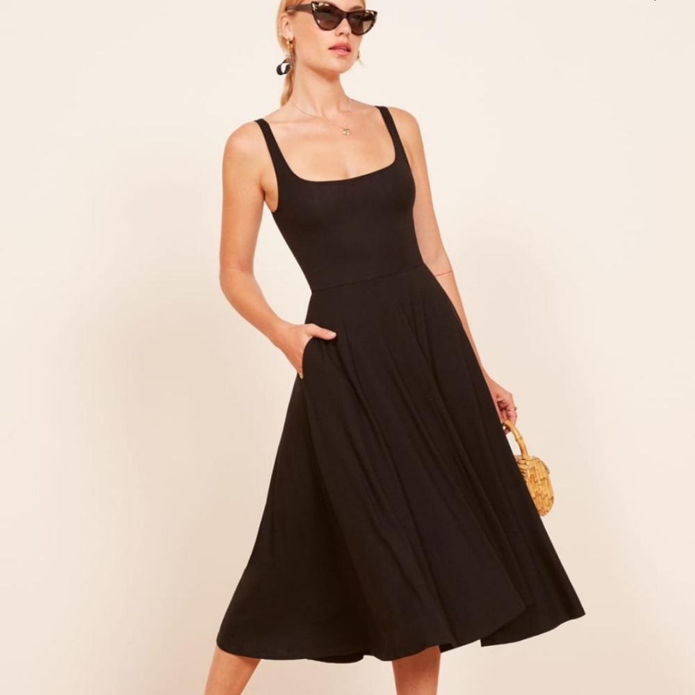 Reformation Black Midi Dress